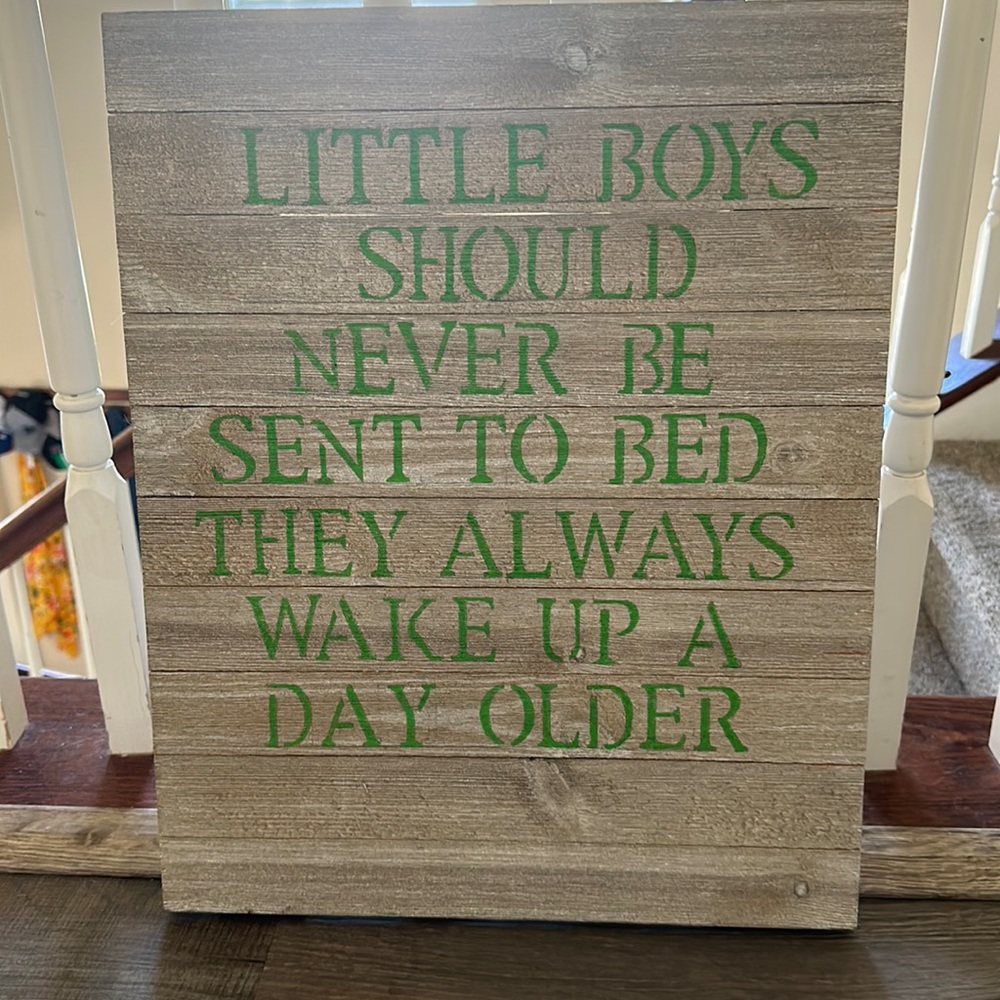 Peter Pan little boy quote sign